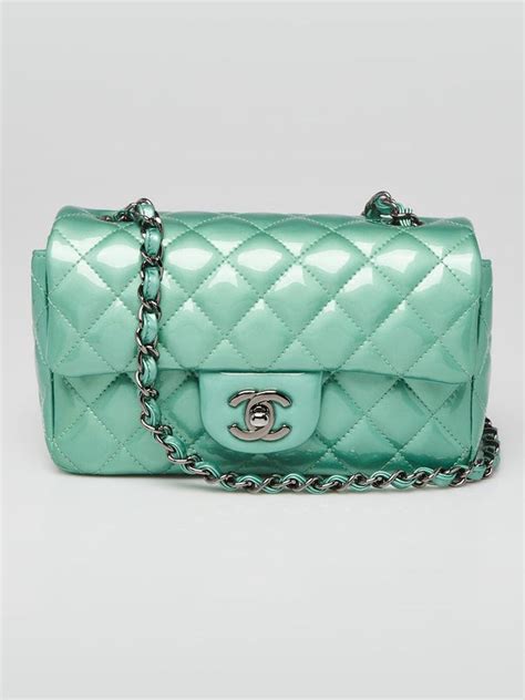 chanel green quilted patent leather classic new mini flap bag|chanel flap bag size.